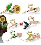 6 Pack Hair Clips,Claw Clips,Flower Metal Hair Clips Tulip Flower Large Hair Claw Clips for Women...