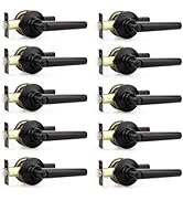 Brotima 10 Pack Black Privacy Door Handle, Matte Black Door Handles Interior, Heavy Duty Door Lev...