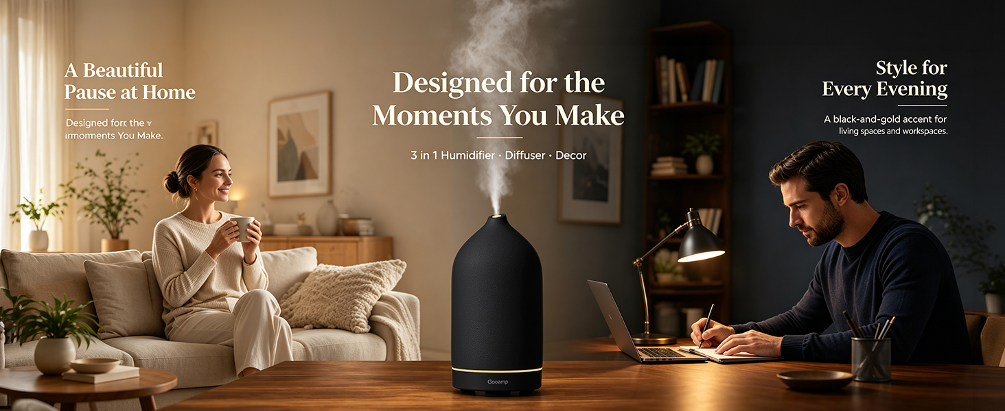 Gooamp 200ML Ceramic Essential Oil Diffuser