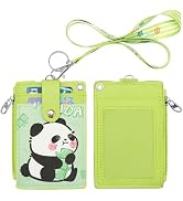 HASFINE Cute Panda ID Badge Holder with Lanyard, 2-Sided Functional ID Card Holder with 3 Card Sl...