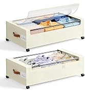 Yecaye 82 L Under Bed Storage with Wheels, 9.4 in Under Bed Storage Containers, Large Under Bed S...