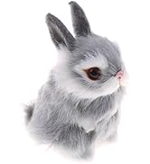 GUDVES Mini Realistic Cute Plush Rabbits Fur Lifelike Animal Easter Bunny Simulation Toy Model Gi...