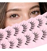 Fyonas Manga Lashes Spiky False Eyelashes 7 Pairs C Curl Lashes Strips Natural Look 10-15mm Wispy...