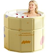 HLCZLUZ Portable Bathtub, Hot Ice Bath Tub Inflation-free, Shower Bathroom SPA Soaking Tub, Colla...