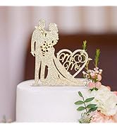 BAHABY Mr and Mrs Cake Topper, Rhinestone Wedding Cake Topper Bride and Groom Cake Topper for Wed...