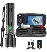 Banral LED Flashlights High Lumens Rechargeable, 5000mAh Super Bright Powerful Flashlight, Type-C...