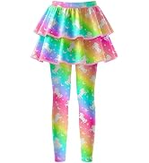 OlyPegic Girls Leggings with Skirt Toddler Kids Leggings Skirt Pants Footless Tights with Ruffle ...
