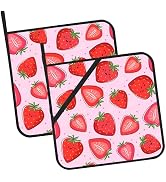 Cute Cartoon Strawberry Pot Holders 2 PCS for Kitchen, Heat Resistant Hot Pads for Cooking Grilli...