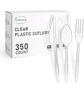 EcoDispose 350 Count Plastic Silverware, Heavy Duty Plastic 200 Forks. 100 Spoons, 50 Knives Disp...