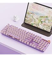 EWEADN V20 Typewriter Keyboard Wireless, 104 Keys Typewriter Style Mechanical with White Backlit,...