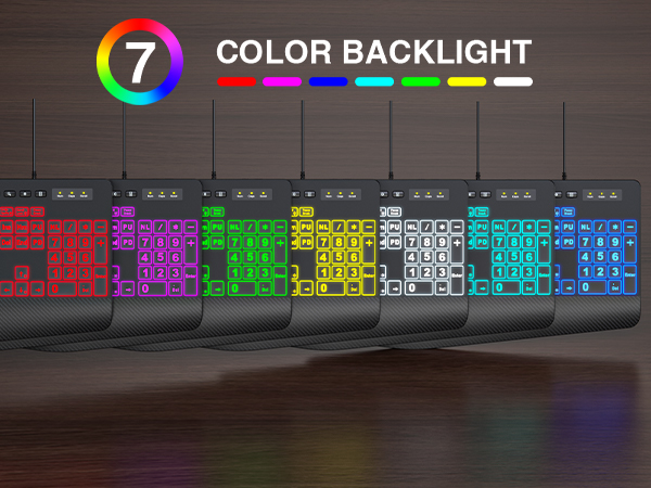 7 colors backlit