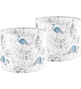 GOSO 2pcs Medium Lampshade Polyester Fiber Printing Flamingo Drum Lamp Shade For TableLamp,Floor ...