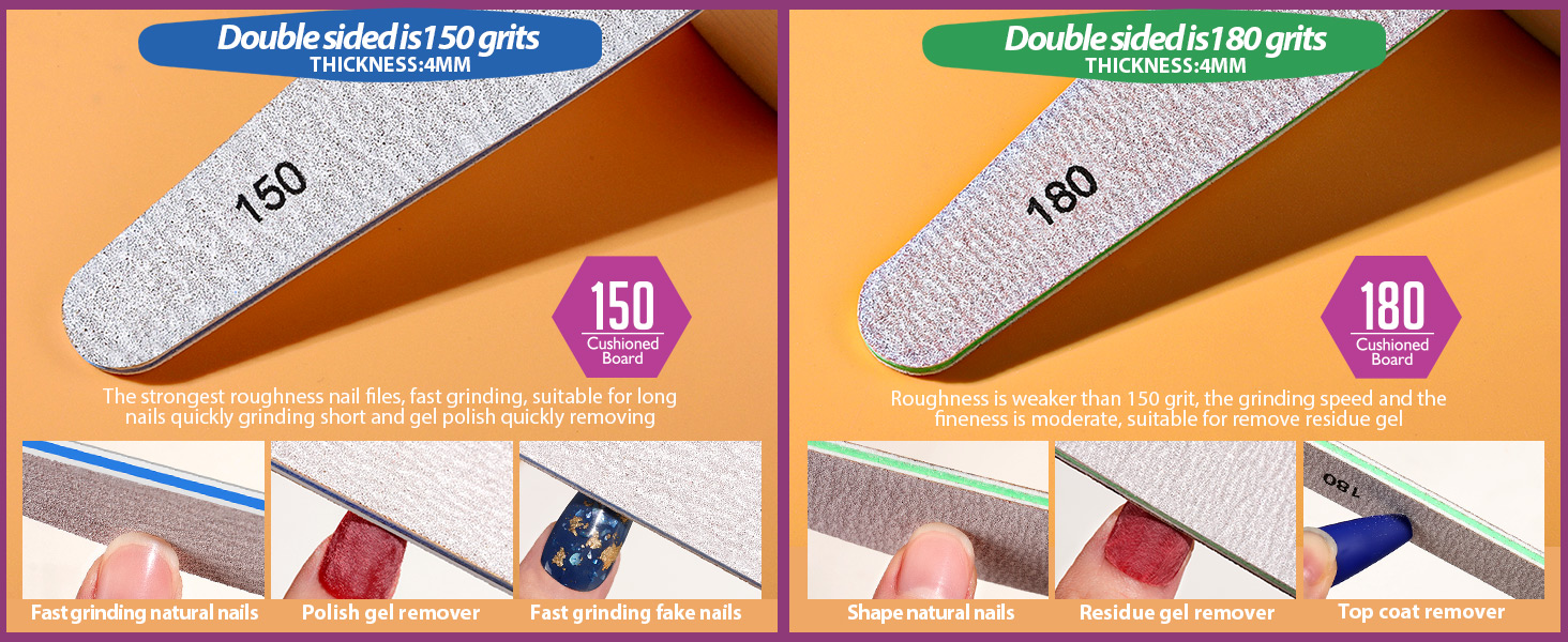 150 and 180 grits nail file