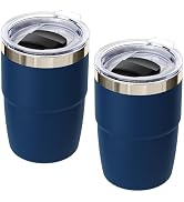 Cafezi 8 oz Small Coffee Cup with Magnetic Lid, Ceramic-Lining | 18/8 Stainless Steel, Double-Wal...