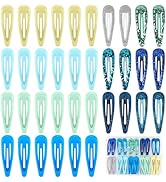 Ocean Blue Snap Hair Clips Set by FLAREANN – 36 PCS, 2 Inch Non-Slip Barrettes for Girls & Women,...