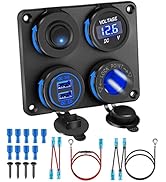 Upgraded 4 in 1 Charger Outlet Socket Panel, Dual QC 3.0 12V USB Power Outlet & Car Voltmeter Gau...