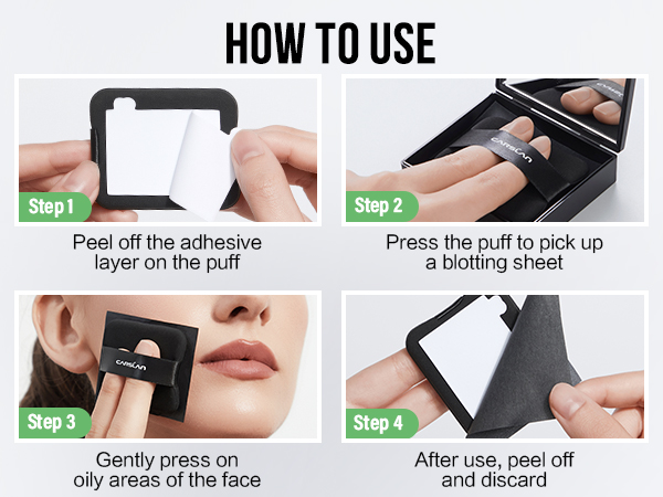oil blotting sheets, touch-up sheets with mirror, natural plant fiber paper, portable, matte