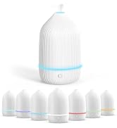 Essential Oil Diffuser, 100ml Aromatherapy Diffuser, White | Ultrasonic Cool Mist Humidifier, 7 C...