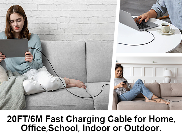 60W USB C cable fast charging 20ft