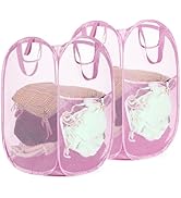 2 Pack Strong Mesh Pop-up Laundry Hamper, Quality Pop Up Hampers for Laundry with Durable Handles...