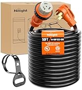 Nilight 50 Amp 50FT RV Locking Extension Cord 250V Heavy Duty 6/3+8/1 Gauge Pure Copper STW Wire ...
