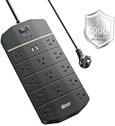 Power Strip,SUPERDANNY 5000 Joules Surge Protector with 13 AC Outlets 2 USB-A & 2 USB-C PD 20W Fa...