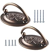ARTiFiXPRO 2.5 Inch Center Vintage Oval Drop Swing Handles 2 Pack Antique Brass Bail Drawer Pulls...