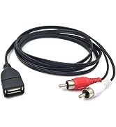 Halokny USB to 2RCA Cable, USB 2.0 A Female to 2 Dual RCA Male Y Splitter Audio Video AV Composit...
