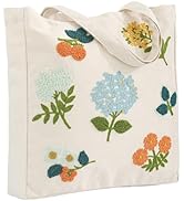 Perseverance Trade Embroidery Canvas Tote Bag for Women Reusable Cotton Shoulder Bag for Shopping...