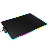 RGB Glass Mouse Pad for Gaming, Professional Esport Ultra Smooth Mouse Mat, Dimmable Border Light...