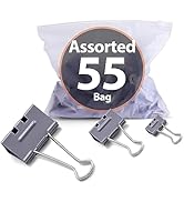 Achieva EZ Binder Clips, Assorted Sizes, Pack of 55, Gray (99260)