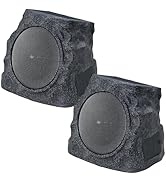 uuffoo 2-Pack Solar Powered Rock Speakers Outdoor Water-Resistant IP44 Rock Speaker with Lights R...