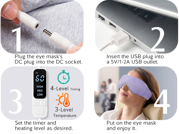 Heated Eye Mask, Warm Eye Compress Mask for Dry Eyes, USB Electric Eye Heating Pad