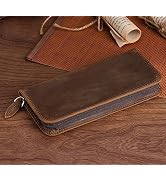 Lanxivi Vintage Leather Fountain Pen Case 3 Divided Slots, Zippered Pen Case Pouch, Handmade Disp...