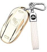 QBUC for Tesla Key Fob Cover with Keychain Car Key Case Compatible with Tesla Model 3 / Y Smart R...