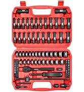 WIILDIS 99 PCS 1/4 inch Drive Impact Socket Set, SAE(5/32-9/16 inch)& Metric (4-15mm),72-Tooth Ra...