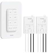 TREEWELL Wireless Light Switch and Receiver Kit, 200FT RF Range | 10A/1200W, Remote Control Switc...