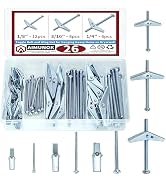 AIMUNOK Assorted 26 Pcs Toggle Bolt and Wing Nut Kit for Hanging Heavy Items on Drywall - 1/8 Inc...