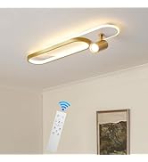 Linovix Modern LED Ceiling Light with 1 Spotlights Gold Golden Lamp 40W with Remote Control Dimma...