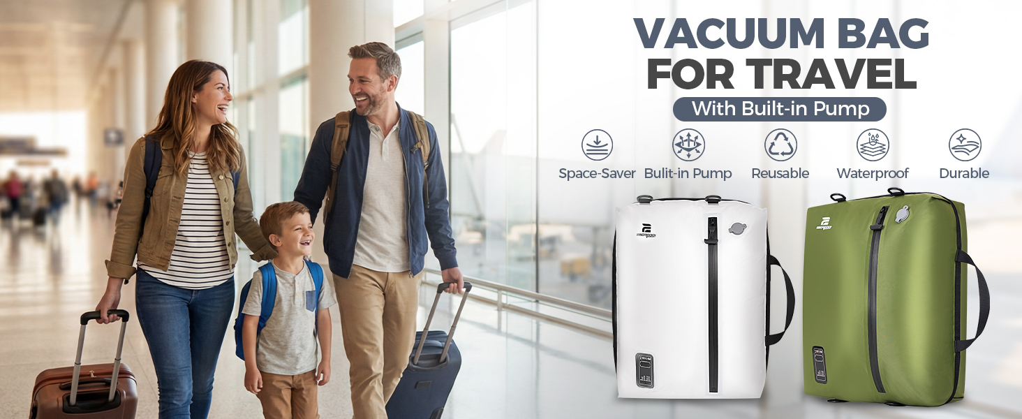 travel vacuum bag with pump