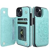 Nvollnoe for iPhone 13 Case with Card Holder Heavy Duty Protective Durable Leather RFID Blocking ...
