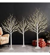 2-Pack 4FT Lighted Birch Tree for Indoor Christmas Decorations Outdoor, Higher Size, Timer Functi...