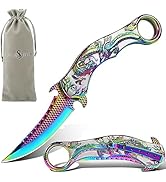 Vividstill Pocket Knife for Men, Cool Folding Knife With Embossed 3D Dragon Relief, Great Gift Ed...