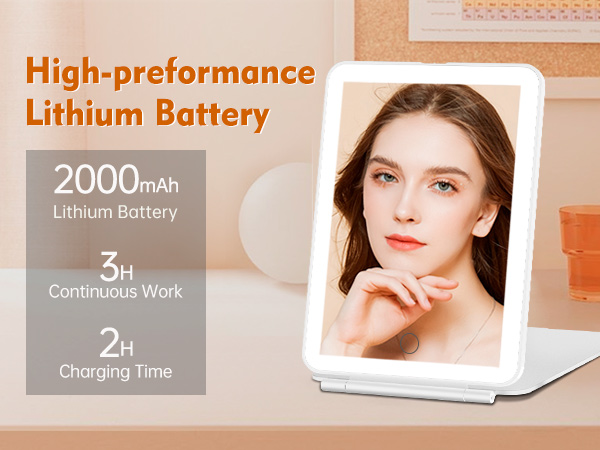 Rechargeable portable lighted makeup mirror