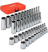 JU JIAN TEC 47-Piece 1/4" Drive Impact Socket Set - Deep & Shallow Socket Set SAE 5/32"-9/16" and...