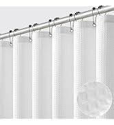MIULEE Fabric Shower Bath Curtain with 12 Metal Hooks Waffle Weave Heavy Duty Washable Shower Cur...