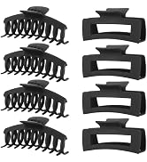 Black Hair Clips for Women -8 Pack 4.3 Inch Large Matte Banana Claw Clips for Women Thin Thick Cu...