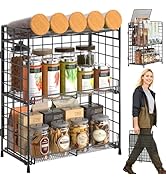 DTUQYX Spice Rack Organizer for Countertop, 3-Tier Large Capacity Foldable Metal Counter Storage,...