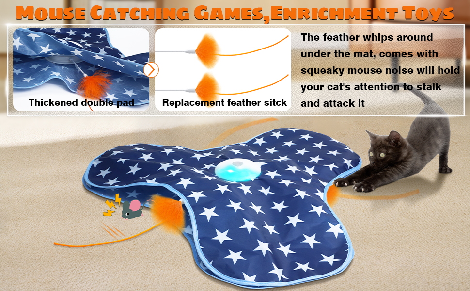 Cat mat with feather