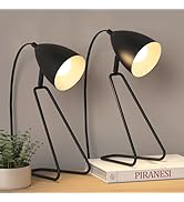 PARTPHONER Metal Desk Lamp 350°Rotatable, Small Table Lamp Set of 2, Modern Black Reading Bedside...
